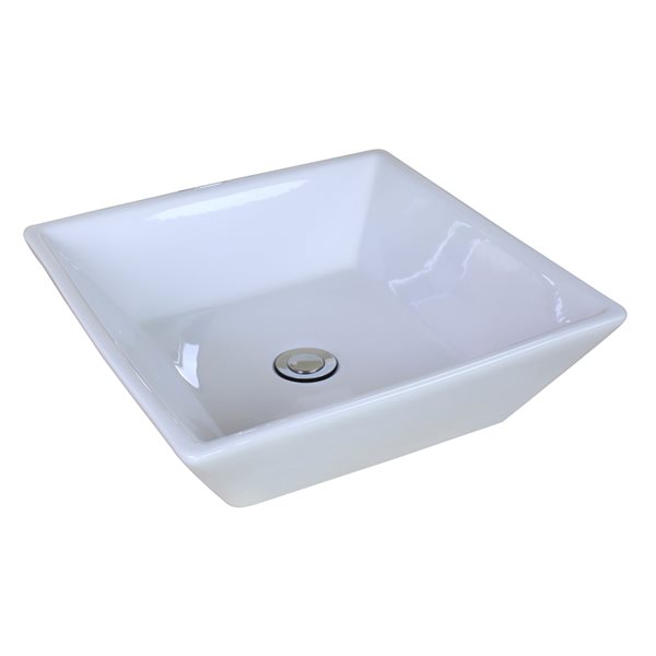 American Imaginations 15.75-in x 15.75-in White Ceramic Vessel Square Bathroom Sink - Faucet Included