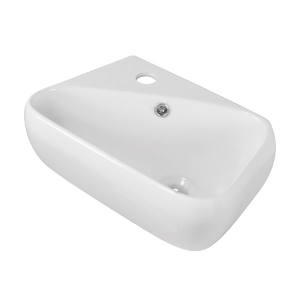 American Imaginations White Ceramic Wall-Mount Rectangular Bathroom Sink - Overflow Drain and Faucet Included (11-in x 17.5-in)