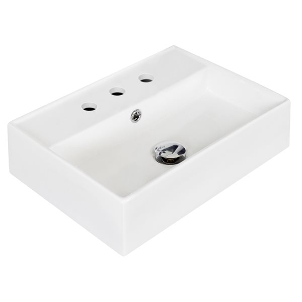 American Imaginations White Ceramic Rectangular Wall-Mount Bathroom Sink with Faucet and Overflow Drain (13.75-in x 19.75-in)