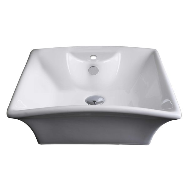American Imaginations White Ceramic Rectangular Vessel Bathroom Sink with Faucet, Overflow Drain and Drain (16.25-in x 19.5-in)