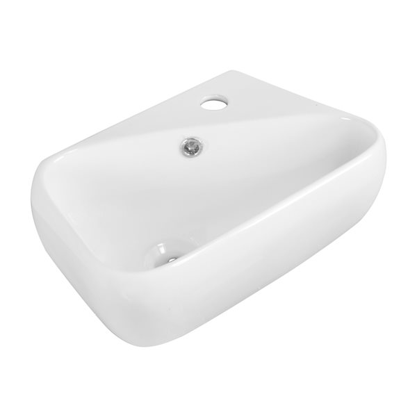 American Imaginations Rectangular White Ceramic Wall-Mount Bathroom Sink - Overflow Drain and Faucet Included (11-in x 17.5-in)