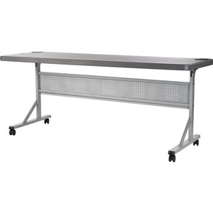 National Public Seating Flip-N-Store 24-in x 72-in Indoor Rectangular Plastic Grey Folding Table