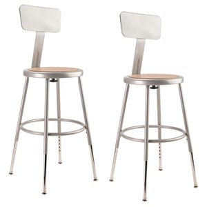 National Public Seating 6200 Series Brown and Grey Adjustable Height Steel Bar Stools - 2-Pack