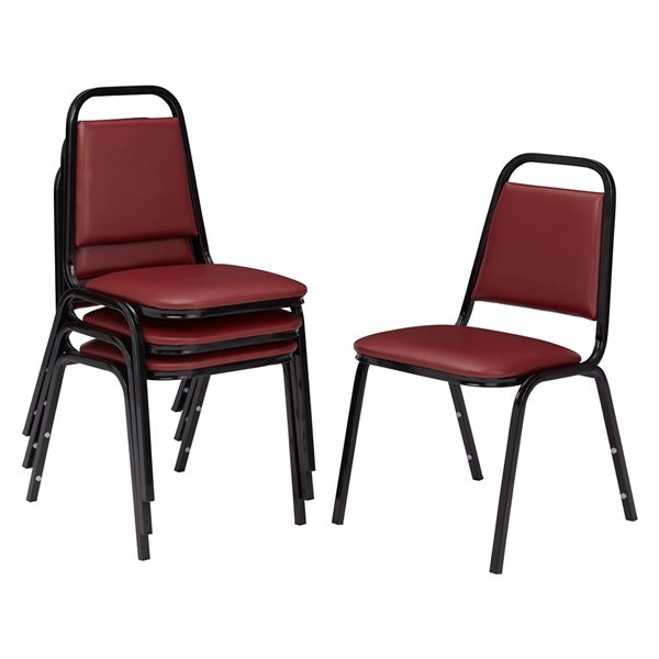 National Public Seating 9100 Series Traditional Vinyl Upholstered Burgundy Side Chair (Metal Frame) - Set of 4