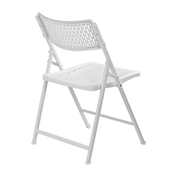 National Public Seating Indoor White Plastic Mesh Polypropylene Standard Folding Chair 4-Pack