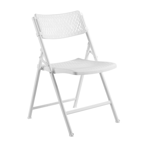 National Public Seating Indoor White Plastic Mesh Polypropylene Standard Folding Chair 4-Pack