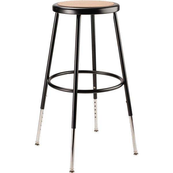 National Public Seating 6200 Series Brown and Black Steel Bar Stools with Adjustable Height - 2-Pack