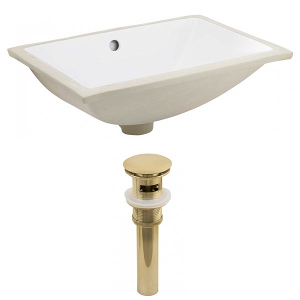 American Imaginations White Undermount Rectangular Bathroom Sink with Overflow Drain Included - 14.35-in L x 20.75-in W