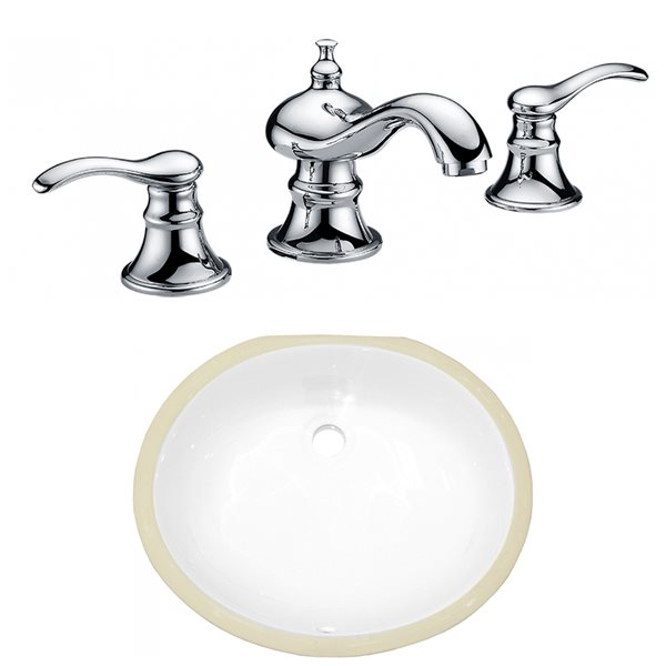 American Imaginations Undermount Oval White Bathroom Sink with Faucet and Overflow Drain (13.25-in L x 16.5-in W)