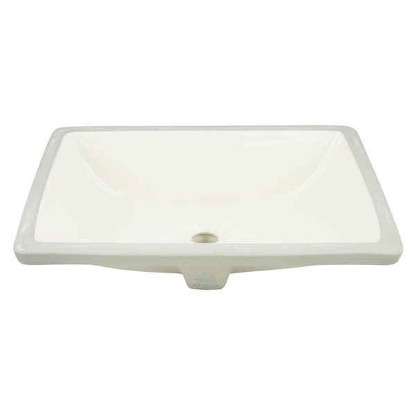 American Imaginations 14.35-in L x 20.75-in W Biscuit Undermount Rectangular Bathroom Sink with Faucet and Overflow Drain