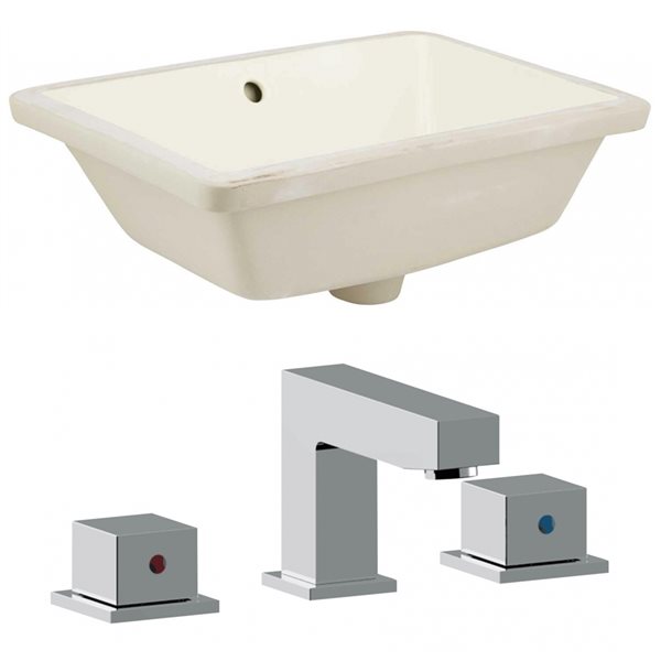 American Imaginations Biscuit Glaze Undermount Bathroom Sink with Faucet and Overflow Drain (13.5-in L x 18.25-in W)