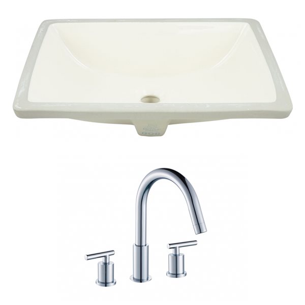 American Imaginations Undermount Biscuit Enamel Bathroom Sink with Faucet and Overflow Drain (14.35-in L x 20.75-in W)