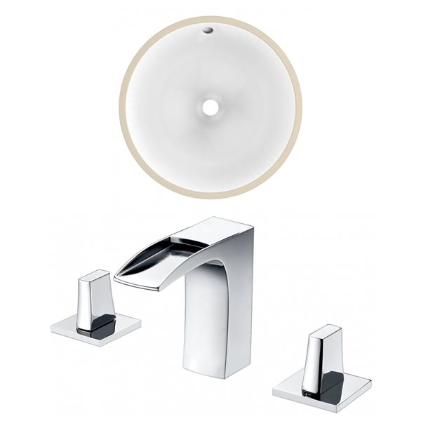 American Imaginations 16.5-in L x 16.5-in W White Undermount Round Bathroom Sink with Faucet and Overflow Drain