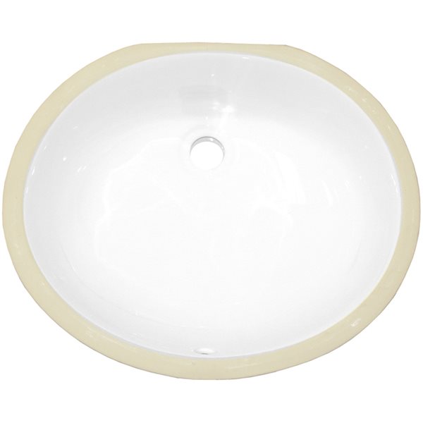 American Imaginations White Enamel Undermount Oval Bathroom Sink and Faucet with Overflow Drain (13.25-in L x 16.5-in W)