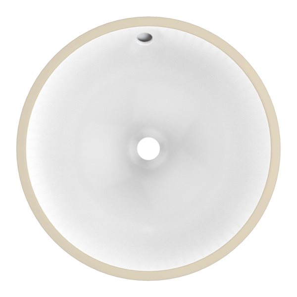 American Imaginations 16.5-in L x 16.5-in W White Enamel Undermount Round Bathroom Sink with Faucet and Overflow Drain