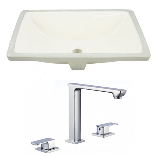 American Imaginations Rectangular Undermount Biscuit Bathroom Sink with Faucet and Overflow Drain (14.35-in L x 20.75-in W)