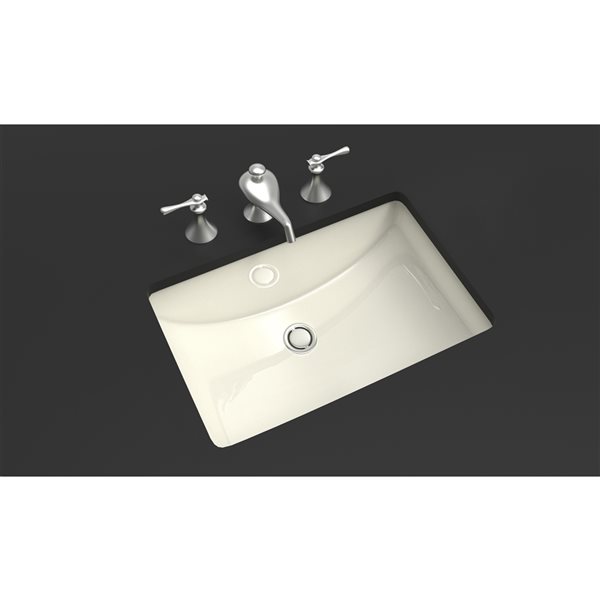 American Imaginations Biscuit Undermount 14.35-in L x 20.75-in W Rectangular Bathroom Sink with Faucet and Overflow Drain