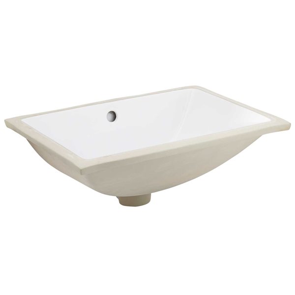 American Imaginations White Rectangular Undermount Bathroom Sink and Faucet with Overflow Drain - 14.35-in L x 20.75-in W