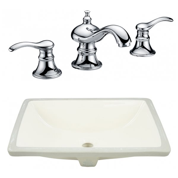 American Imaginations Undermount Biscuit Rectangular Bathroom Sink with Faucet and Overflow Drain - 14.35-in L x 20.75-in W