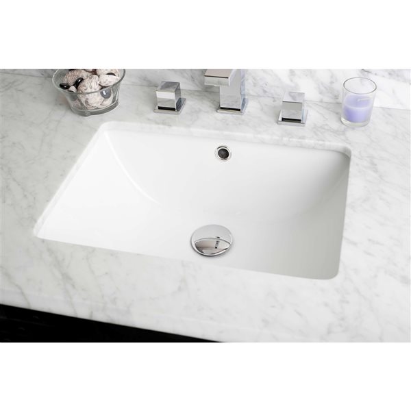 American Imaginations White Enamel 13.5-in L x 18.25-in W Undermount Bathroom Sink with Faucet and Overflow Drain