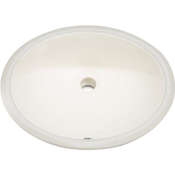 American Imaginations Biscuit Enamel Glaze Undermount Oval Bathroom Sink with Faucet and Overflow Drain (16.25-in L x 19.5-in W