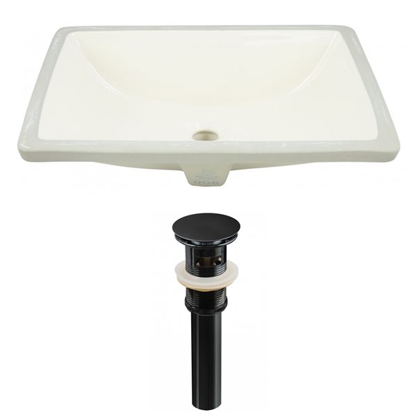 American Imaginations Biscuit Undermount Bathroom Sink with Overflow Drain and Drain (14.35-in L x 20.75-in W)