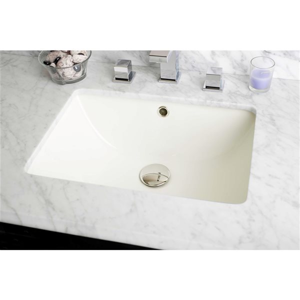 American Imaginations Biscuit Enamel Undermount Bathroom Sink with Faucet and Overflow Drain (13.5-in L x 18.25-in W)