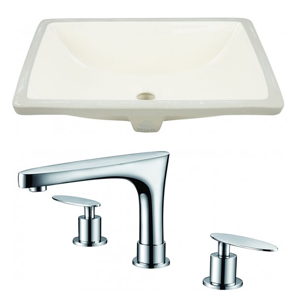 American Imaginations 14.35-in L x 20.75-in W Undermount Bathroom Sink with Faucet and Overflow Drain - Biscuit Enamel Glaze