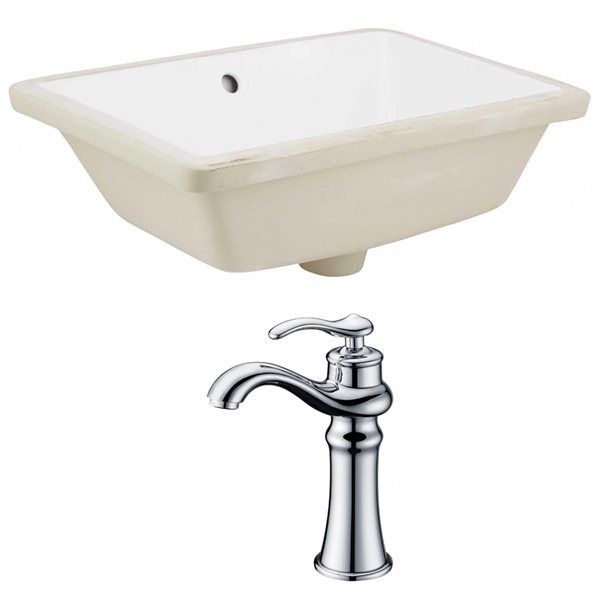 American Imaginations Undermount Rectangular 18.25-in W x 13.5-in L Bathroom Sink with Faucet and Overflow Drain - White Glaze