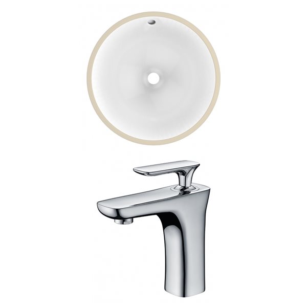 American Imaginations 16.5-in L x 16.5-in W Undermount Round Bathroom Sink with Faucet and Overflow Drain - White Glaze