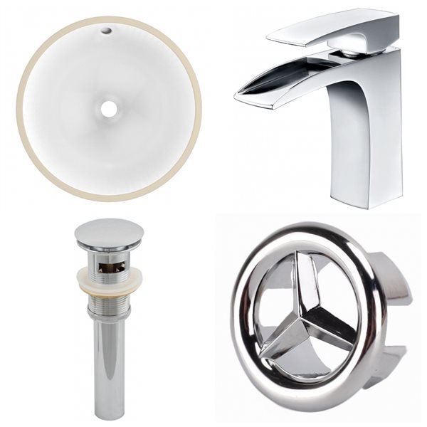 American Imaginations White Enamel Glaze Undermount Round
