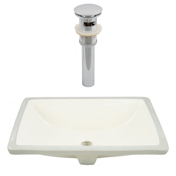 American Imaginations Biscuit Enamel Glaze Undermount Rectangular Bathroom Sink with Overflow Drain (14.35-in L x 20.75-in W)