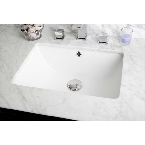 American Imaginations White Undermount Rectangular Bathroom Sink with Faucet and Overflow Drain - 13.5-in L x 18.25-in W
