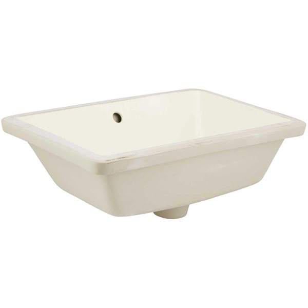 American Imaginations Undermount Biscuit Enamel Glaze Bathroom Sink with Faucet and Overflow Drain (13.5-in L x 18.25-in W)