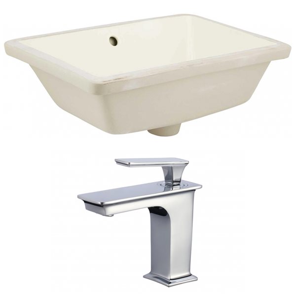 American Imaginations Undermount Biscuit Enamel Glaze Bathroom Sink with Faucet and Overflow Drain (13.5-in L x 18.25-in W)