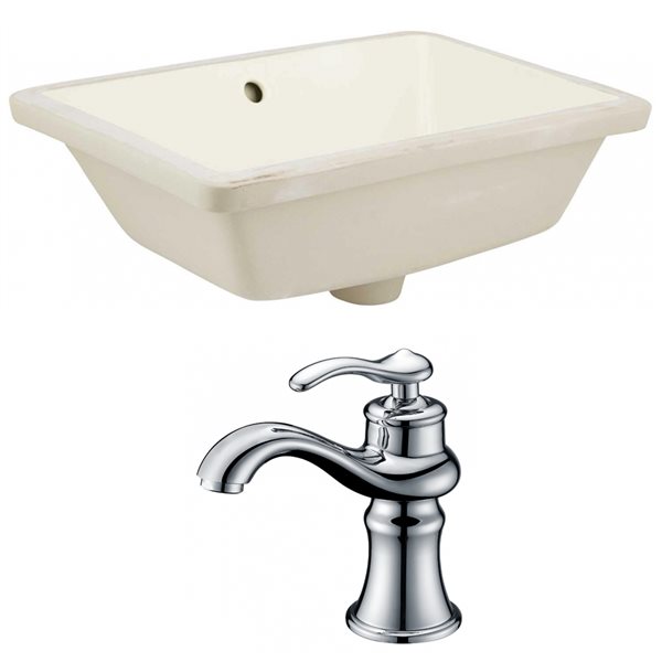 American Imaginations Undermount Rectangular 18.25-in W x 13.5-in L Biscuit Bathroom Sink with Faucet and Overflow Drain