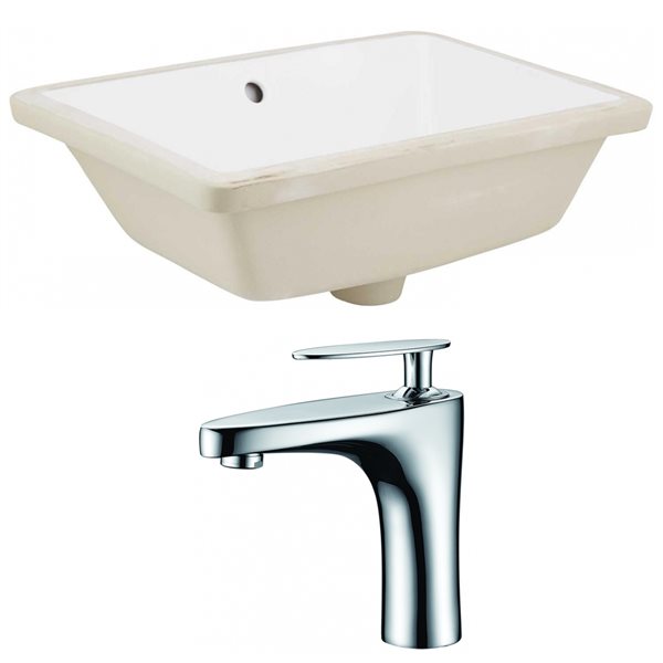 American Imaginations Undermount Rectangular White Enamel 18.25-in W x 13.5-in L Bathroom Sink with Faucet and Overflow Drain