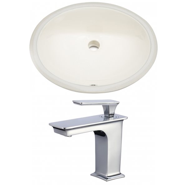American Imaginations Undermount Biscuit Oval Bathroom Sink with Faucet and Overflow Drain (15.75-in L x 19.75-in W)