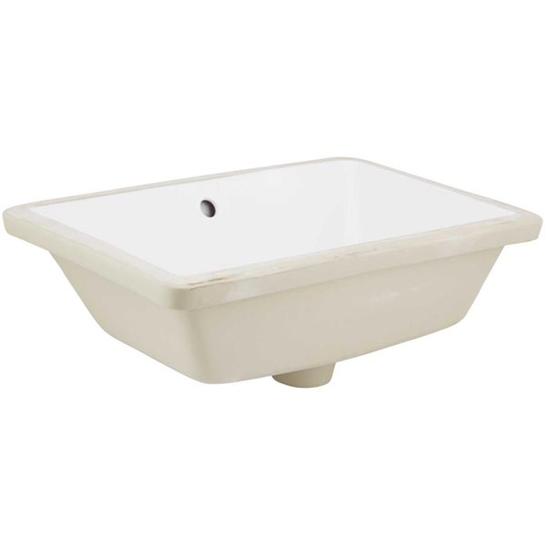 American Imaginations White Enamel Glaze Undermount Bathroom Sink and Overflow Drain with Faucet (13.5-in L x 18.25-in W)