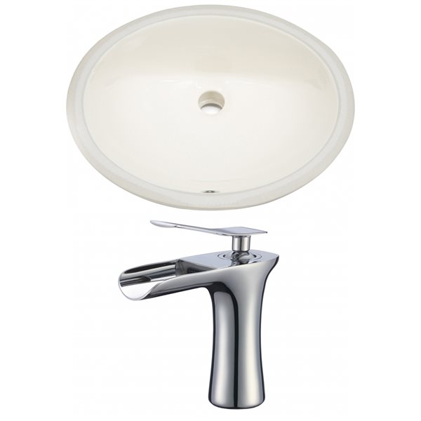 American Imaginations Biscuit Undermount Oval 16.25-in L x 19.5-in W Bathroom Sink with Faucet and Overflow Drain
