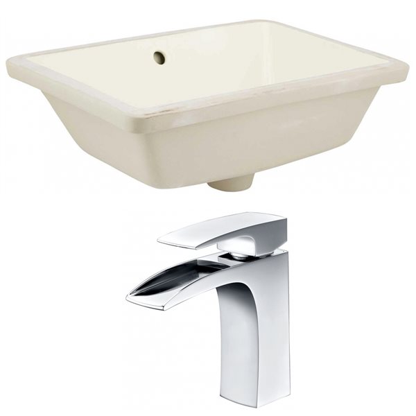 American Imaginations Undermount Biscuit Rectangular Bathroom Sink with Faucet and Overflow Drain - 18.25-in W x 13.5-in L