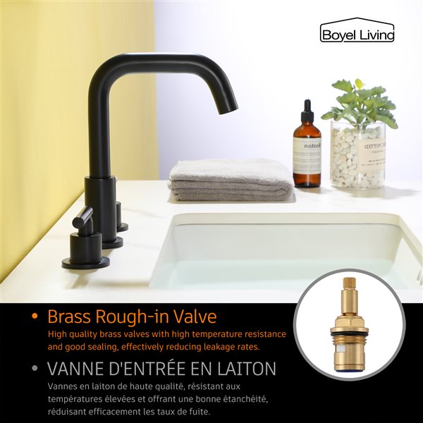 Boyel Living 2-Handle Mid-Arc Bathroom Faucet in Matte Black