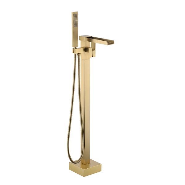 Image of Boyel Living | Floor Mount Single Handle Waterfall Tub Faucet In Brushed Gold, Brass | Rona
