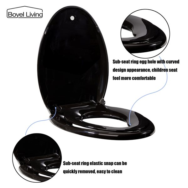 Boyel Living Black Elongated Closed Front Toilet Seat