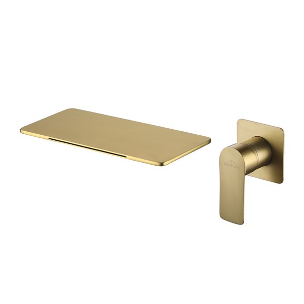 Boyel Living Wall Mount Waterfall Bathroom Sink Faucet with in Brushed Gold