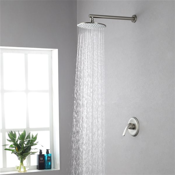 Boyel Living 9-in Wall-Mount Rain Fixed Shower Head with Valve - Brushed Nickel