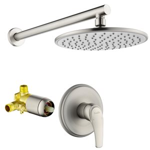 Boyel Living 9-in Wall-Mount Rain Fixed Shower Head with Valve - Brushed Nickel