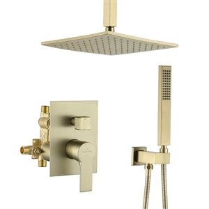 Boyel Living 10-in Waterfall Ceiling Mount Dual Shower Heads in Brushed Gold