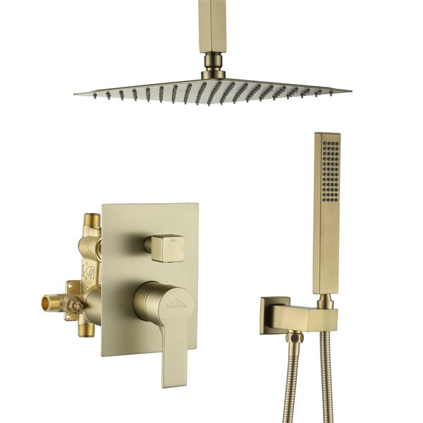 Boyel Living Ceiling Mount Dual Shower Heads in Brushed Gold (Valve included)