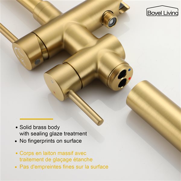 Boyel Living Freestanding 2-Handle Bath Faucet with Handheld Shower in Brushed Gold